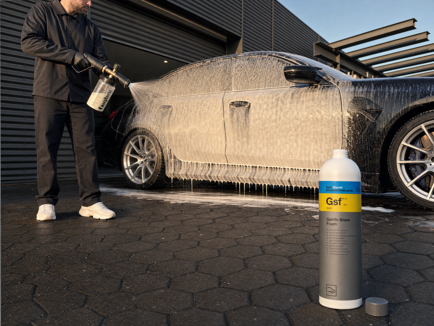 Detailing1 Hero: Snow Foam Gsf Vorwäsche im Carport (Desktop)