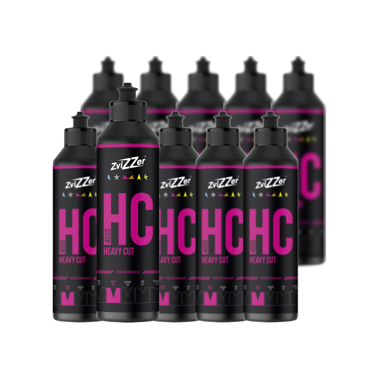 ZviZZer HC 4000 "Heavy Cut" (Rot) — Schleifpolitur 250 ml / 10er-Set
