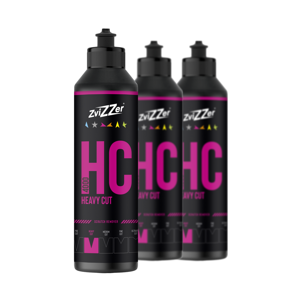 ZviZZer HC 4000 "Heavy Cut" (Rot) — Schleifpolitur 250 ml / 3er-Set