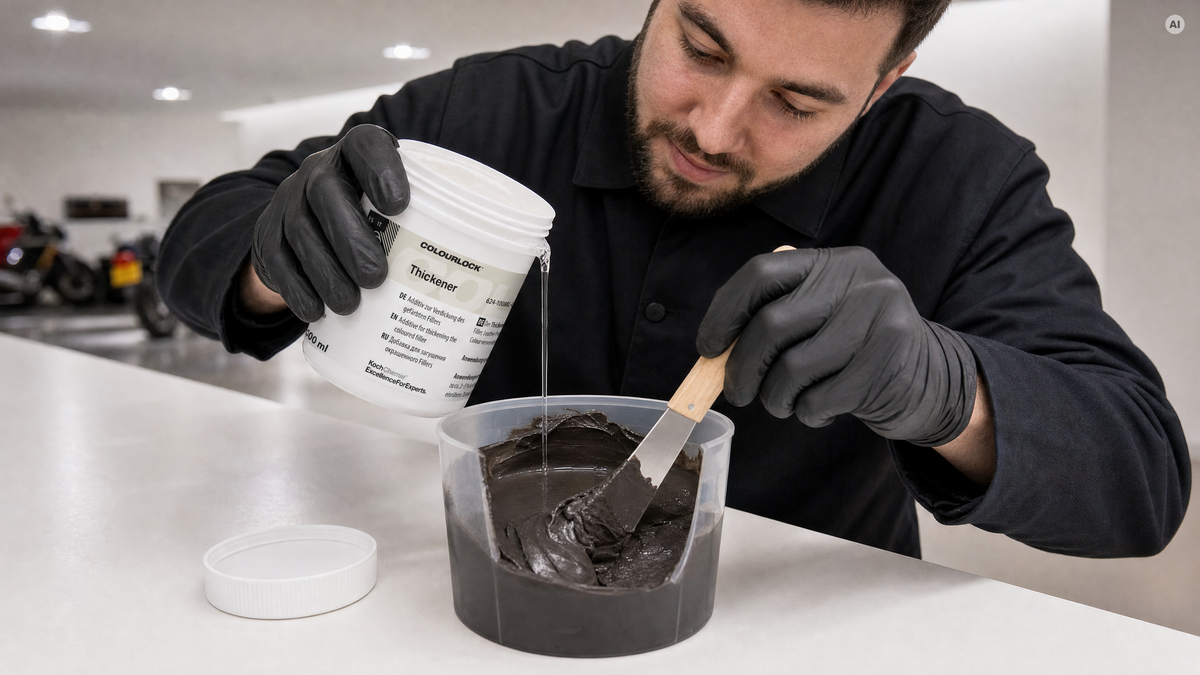 Thickener wird in den gefärbten Filler eingerührt — Verdicker von COLOURLOCK bei Detailing1